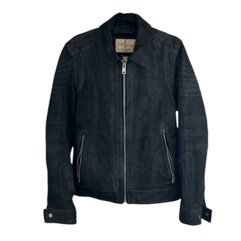 Vintage Wilson Jacket size small Black Motorcycle Suede Genuine Leather Zip up - Picture 10 of 10